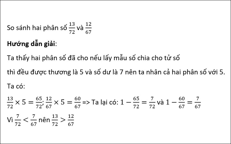 So sánh hai phân số bằng cách nhân thêm cùng một số vào hai phân số